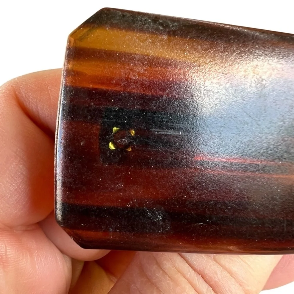 Vintage Tortoise Shell Hair Clip Made in France Rectangular Clipped Corners FLAW